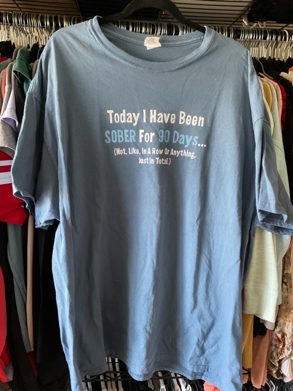 Gildan Light Blue Graphic Men's Short Sleeve Tee - Sober 90 Days